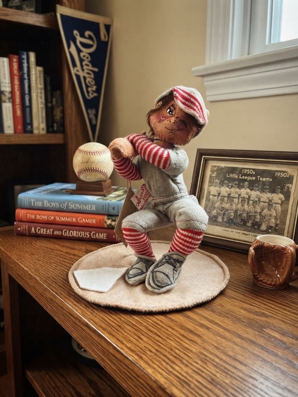 Annalee Red and White Striped Baseball Elf Doll